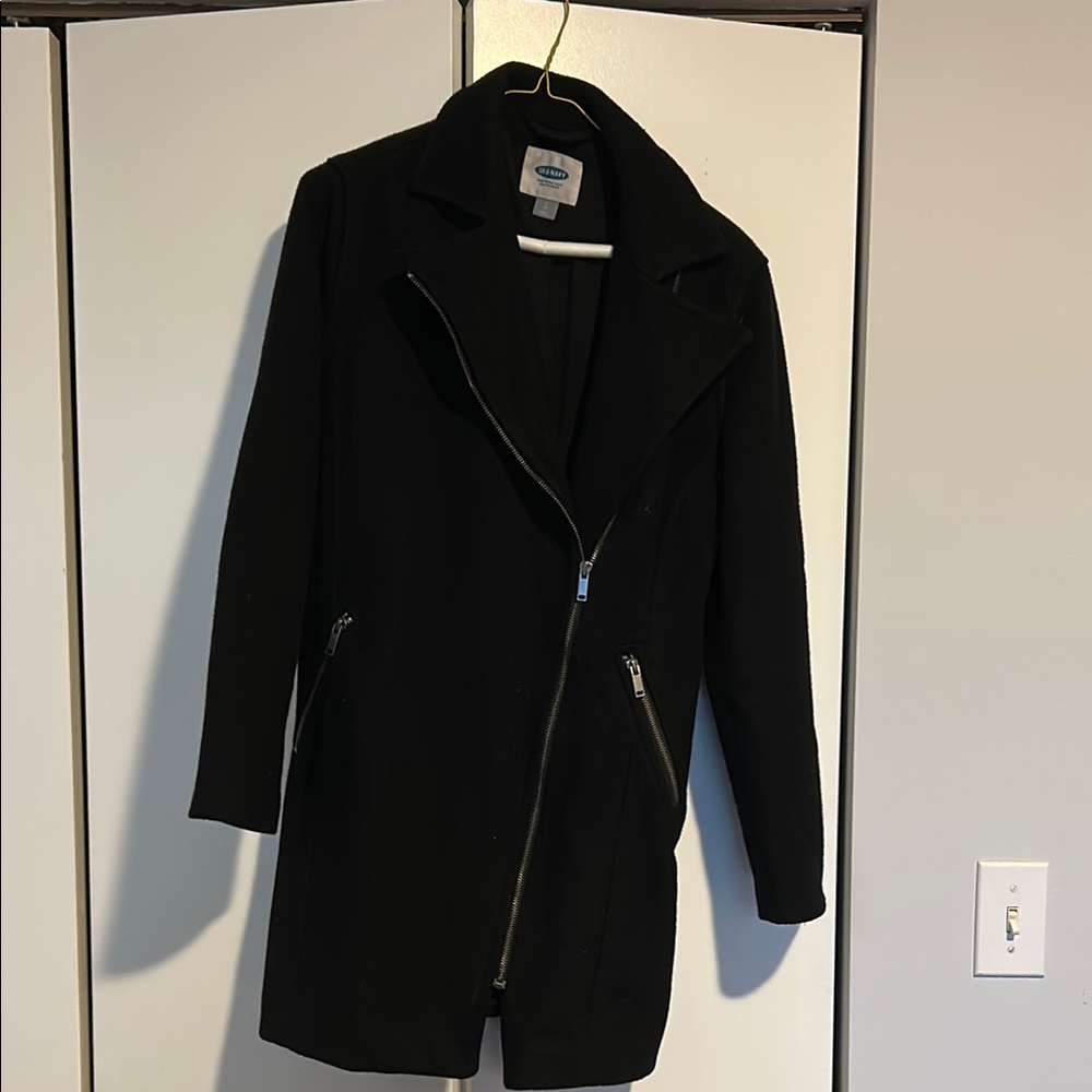 Black Zippered Women's Pea Coat